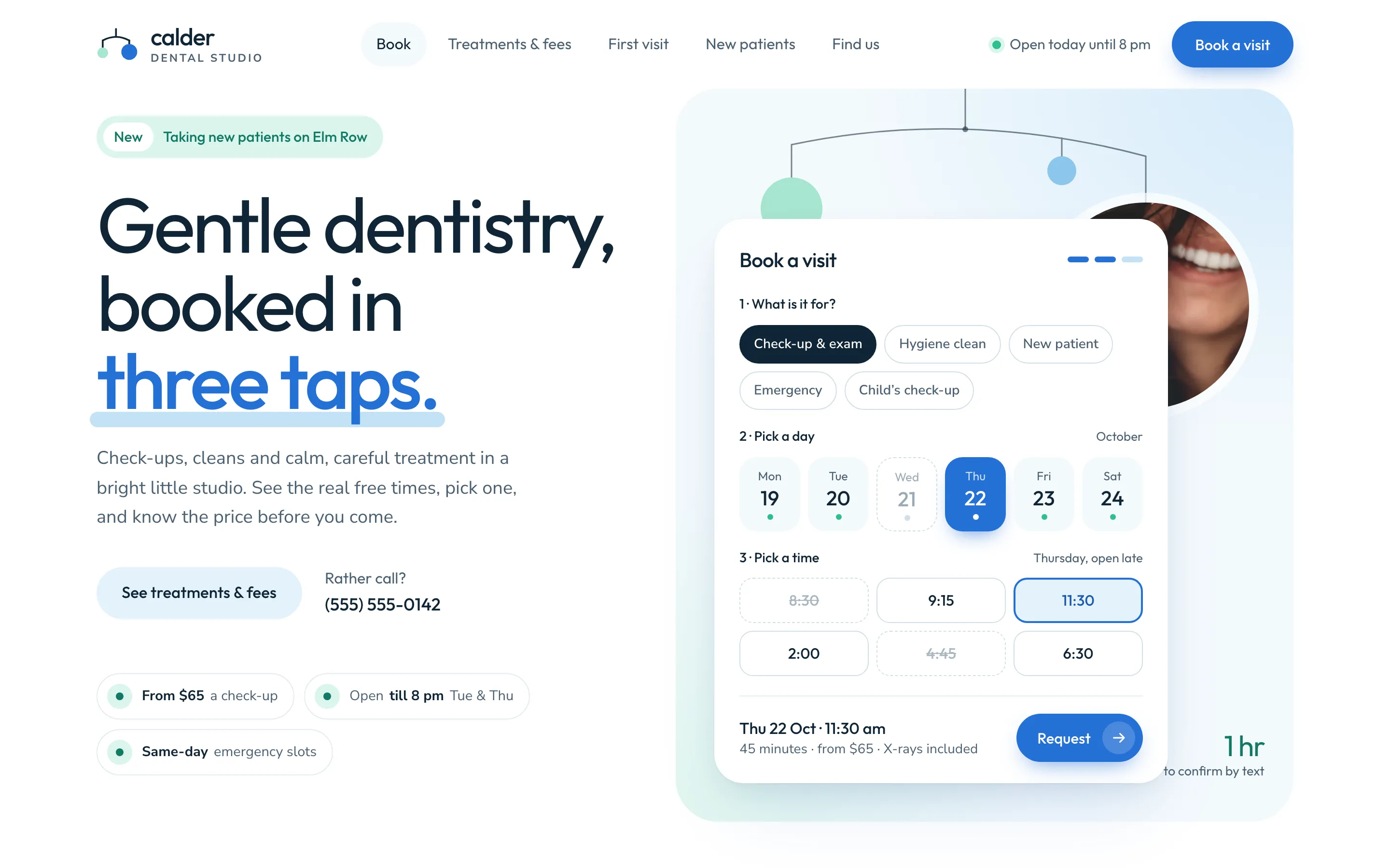 Calder Dental Studio homepage, a Modulr concept
